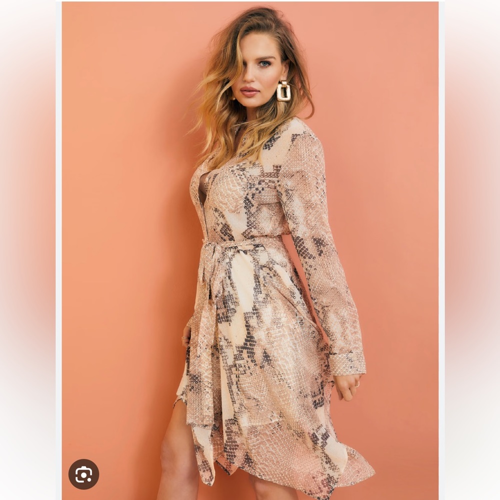 Guess Nykki Python Snake print Shirt Dress